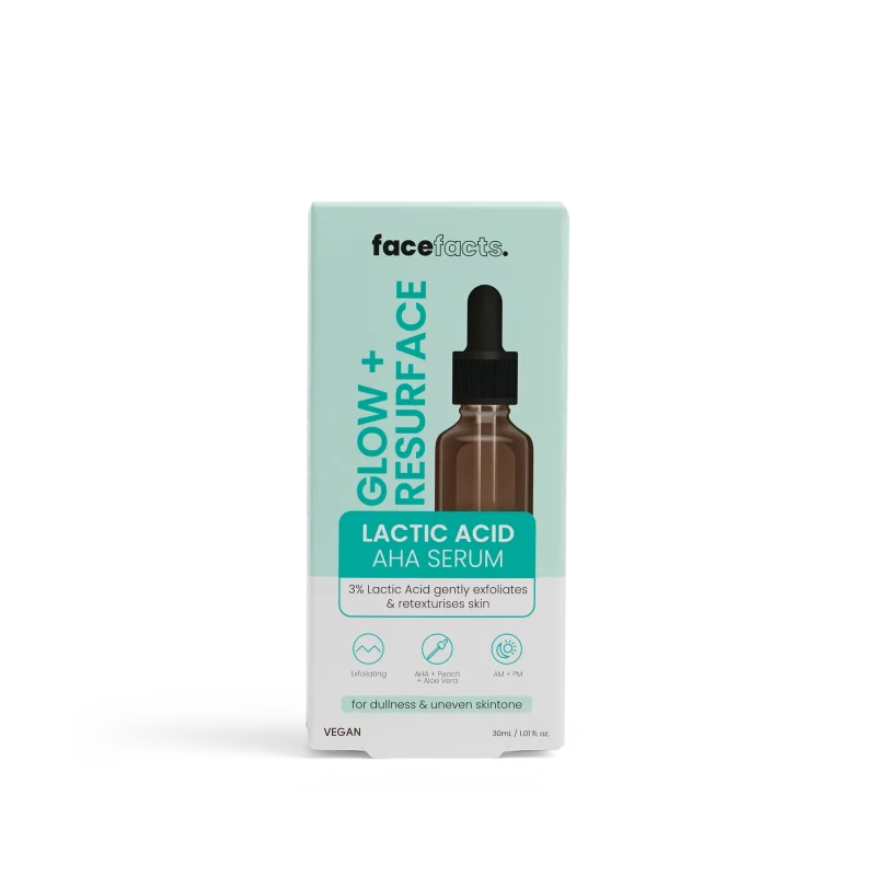 Face Fact Glow + Resurface Lactic Acid AHA Serum 30ml
